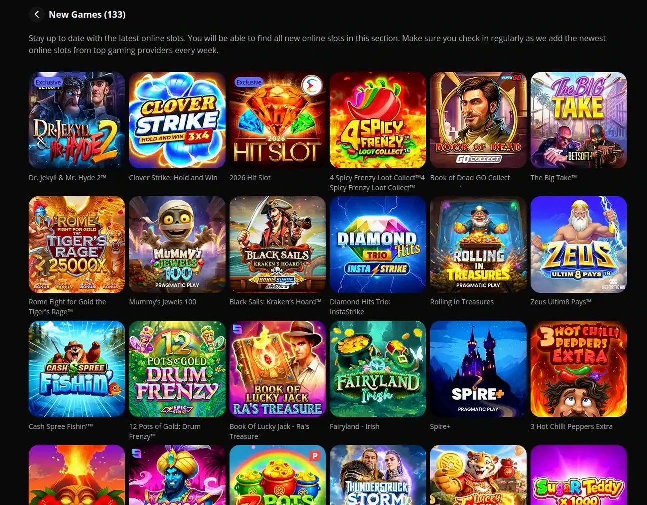 Vicibet Casino Spielangebot